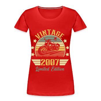Vintage 2007 Retro Motorcycle Birthday Gift - Women's Premium Organic T-Shirt - red - Front - Mia (176cm)