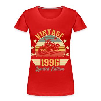 Vintage 1996 Retro Motorcycle Birthday Gift - Women's Premium Organic T-Shirt - red - Front - Mia (176cm)