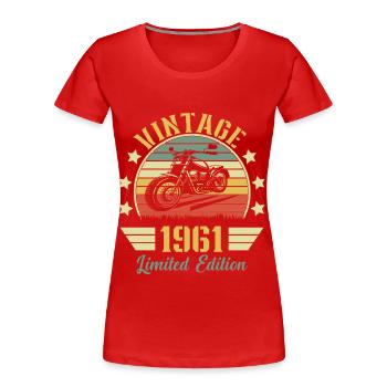 Vintage 1961 Retro Motorcycle Birthday Gift - Women's Premium Organic T-Shirt - red - Front - Mia (176cm)