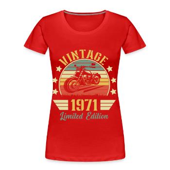 Vintage 1971 Retro Motorcycle Birthday Gift - Women's Premium Organic T-Shirt - red - Front - Mia (176cm)