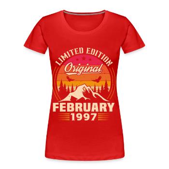 Cadeau D'anniversaire Nées En Février 1997 - T-shirt bio Premium Femme - rouge - Devant - Mia (176cm)