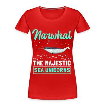 Narwal Wal Narwale Wale Narwhal Geschenk - Frauen Premium Bio T-Shirt - Rot - Vorne - Mia (176cm)