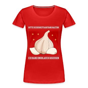 Knoblauch Knoblauchzehe Geschenk - Frauen Premium Bio T-Shirt - Rot - Vorne - Mia (176cm)