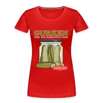 Cornichon de concombre Pickle Kukumer Cadeau de concombre - T-shirt bio Premium Femme - rouge - Devant - Mia (176cm)