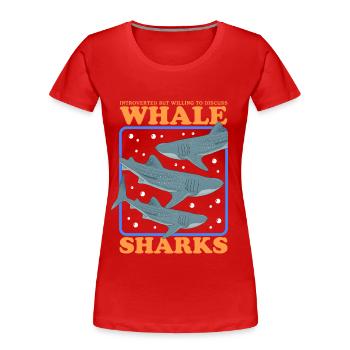 Walhai Walfischhai Walhaie Geschenk - Frauen Premium Bio T-Shirt - Rot - Vorne - Mia (176cm)