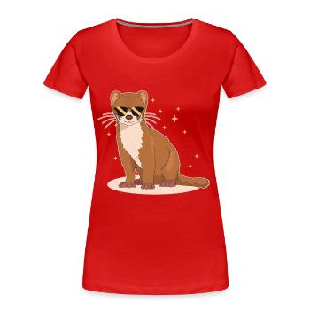 Wiesel Mauswiesel Hermännchen Geschenk - Frauen Premium Bio T-Shirt - Rot - Vorne - Mia (176cm)