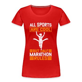 Demi-marathon Cadeau pour demi-marathon - T-shirt bio Premium Femme - rouge - Devant - Mia (176cm)