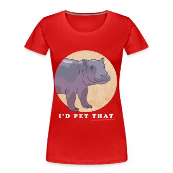 Hippopotame Bébé hippopotame Cadeau Hippopotame - T-shirt bio Premium Femme - rouge - Devant - Mia (176cm)