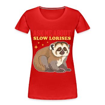 Cadeaux Slow Lorises - T-shirt bio Premium Femme - rouge - Devant - Mia (176cm)