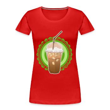 Café glacé Café glacé Cadeaux pour les amateurs de café - T-shirt bio Premium Femme - rouge - Devant - Mia (176cm)