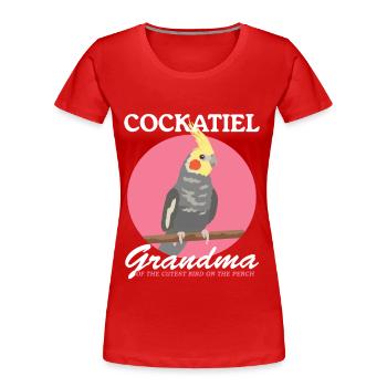 Nymphensittich Oma Vogel Besitzer Geschenk - Frauen Premium Bio T-Shirt - Rot - Vorne - Mia (176cm)