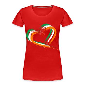 Brosse coeur drapeau design couleurs drapeau Irlande - T-shirt bio Premium Femme - rouge - Devant - Mia (176cm)
