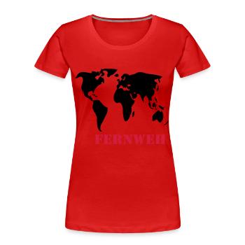 Carte du monde Wanderlust - T-shirt bio Premium Femme - rouge - Devant - Mia (176cm)