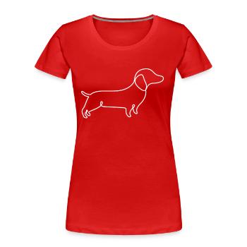 Conception à ligne unique - Teckel - T-shirt bio Premium Femme - rouge - Devant - Mia (176cm)