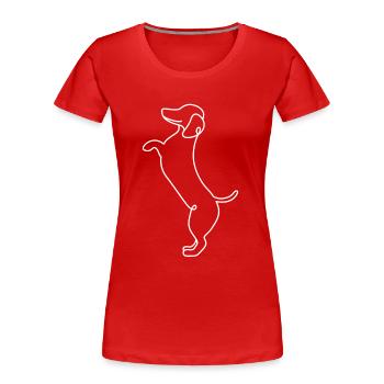Conception à ligne unique - Teckel - T-shirt bio Premium Femme - rouge - Devant - Mia (176cm)