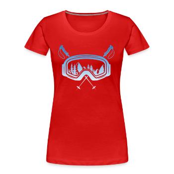 Lunettes de ski avec bâtons de ski Skieurs Skieurs - T-shirt bio Premium Femme - rouge - Devant - Mia (176cm)