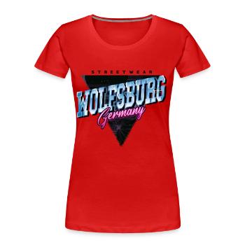 Wolfsburg Deutschland Stadt Vintage Retro Neon - Frauen Premium Bio T-Shirt - Rot - Vorne - Mia (176cm)