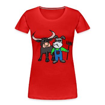 Taurus Vache Biologique Eco Farmer Ferme Bovins Vaches - T-shirt bio Premium Femme - rouge - Devant - Mia (176cm)