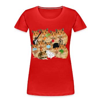 Hamsterbande Hamster Viele - Frauen Premium Bio T-Shirt - Rot - Vorne - Mia (176cm)