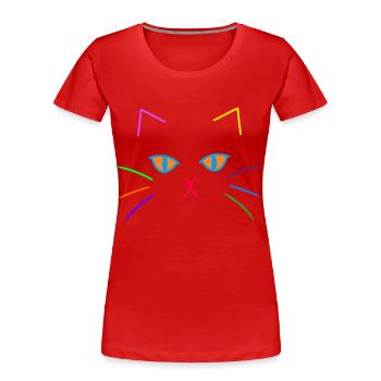 Bunt farbenfreudig Katzen Gesicht Katze Kitten - Frauen Premium Bio T-Shirt - Rot - Vorne - Mia (176cm)