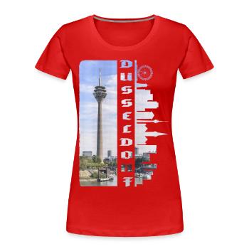 Düsseldorf Deutschland Stadt Skyline Heimat Liebe - Frauen Premium Bio T-Shirt - Rot - Vorne - Mia (176cm)