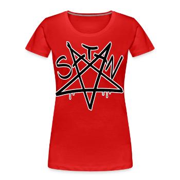 Stern Satans umgekehrtes Pentagramm - Frauen Premium Bio T-Shirt - Rot - Vorne - Mia (176cm)