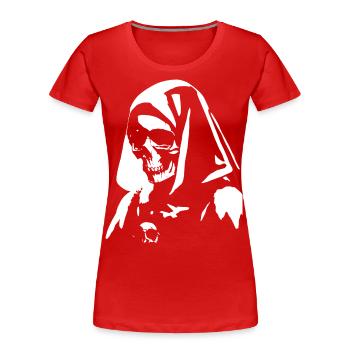 Enigmatic Charm Abounds in Unholy Nun, Satanic, a - Women's Premium Organic T-Shirt - red - Front - Mia (176cm)