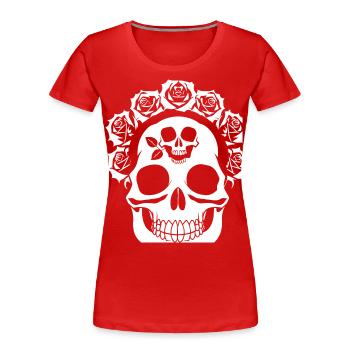 Horreur Crâne Crâne Art Crâne Gothique Heavy Metal - T-shirt bio Premium Femme - rouge - Devant - Mia (176cm)