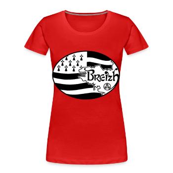 Drapeau Bretagne authentique - T-shirt bio Premium Femme - rouge - Devant - Mia (176cm)