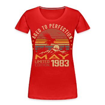 Mai 1983 Anniversaire Mai 1983 Cadeau 1983 Mai - T-shirt bio Premium Femme - rouge - Devant - Mia (176cm)