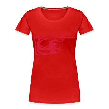 Ancien Ce signe de voie pointage de main façonné - T-shirt bio Premium Femme - rouge - Devant - Mia (176cm)