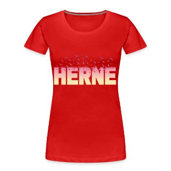 Herne Germany City Font Birds Skyline - Women's Premium Organic T-Shirt - red - Front - Mia (176cm)