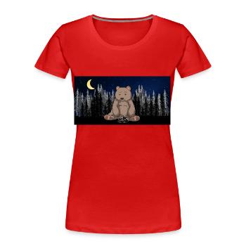 Forêt sauvage Ciel étoilé Ours brun Ours ours - T-shirt bio Premium Femme - rouge - Devant - Mia (176cm)