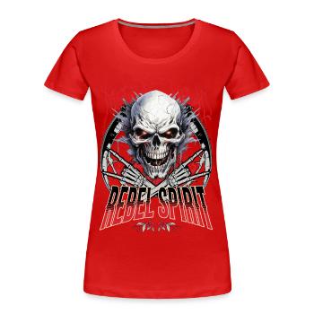 Skull Skull Skeleton Motorcycle Biker Gang - Women's Premium Organic T-Shirt - red - Front - Mia (176cm)