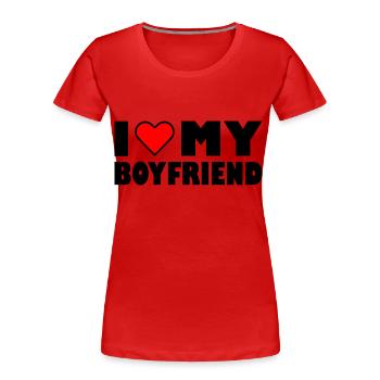 I love my boyfriend - Frauen Premium Bio T-Shirt - Rot - Vorne - Mia (176cm)