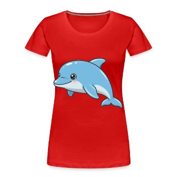 Tier Cartoon Delfin - Frauen Premium Bio T-Shirt - Rot - Vorne - Mia (176cm)