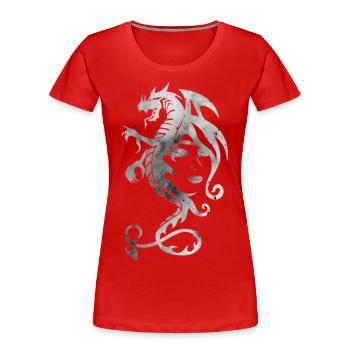 dragon tribal face - T-shirt bio Premium Femme - rouge - Devant - Mia (176cm)