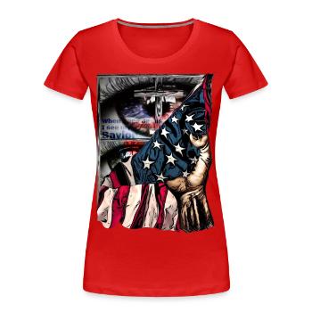 Design für Church Mitarbeiter Amerikanischer Style - Frauen Premium Bio T-Shirt - Rot - Vorne - Mia (176cm)