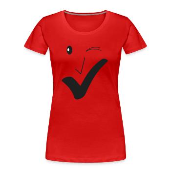 Feines Lächeln Feines Gesicht A03. - Frauen Premium Bio T-Shirt - Rot - Vorne - Mia (176cm)