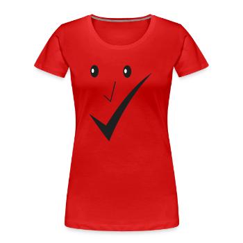 Feines Lächeln - Feines Gesicht D01. - Frauen Premium Bio T-Shirt - Rot - Vorne - Mia (176cm)