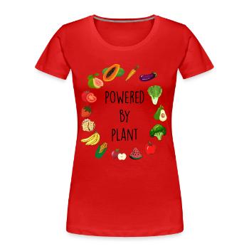 Vegan - Frauen Premium Bio T-Shirt - Rot - Vorne - Mia (176cm)