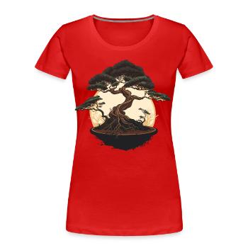 Entzückender Bonsai-Baum - Frauen Premium Bio T-Shirt - Rot - Vorne - Mia (176cm)