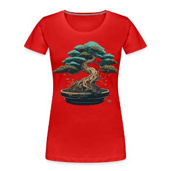 Bonsaï Beauté - T-shirt bio Premium Femme - rouge - Devant - Mia (176cm)