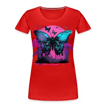 Nostalgische Transformation des Schmetterlings - Frauen Premium Bio T-Shirt - Rot - Vorne - Mia (176cm)