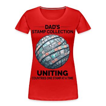 Vintage Postage Stamps Collecting Dad Collectors - Women's Premium Organic T-Shirt - red - Front - Mia (176cm)