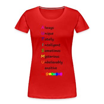 Autismus - Frauen Premium Bio T-Shirt - Rot - Vorne - Mia (176cm)