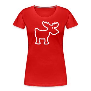 Süßer Elch - weiße Kontur - Frauen Premium Bio T-Shirt - Rot - Vorne - Mia (176cm)