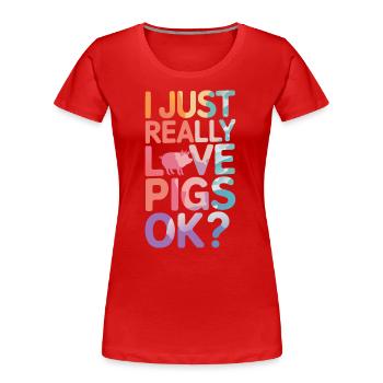 Pig Animal - Women's Premium Organic T-Shirt - red - Front - Mia (176cm)