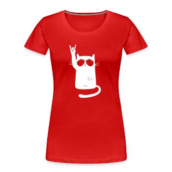Metal Katze - Frauen Premium Bio T-Shirt - Rot - Vorne - Mia (176cm)