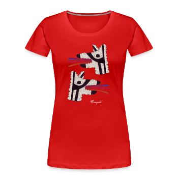 Three-Tongued Dogs - Women's Premium Organic T-Shirt - red - Front - Mia (176cm)